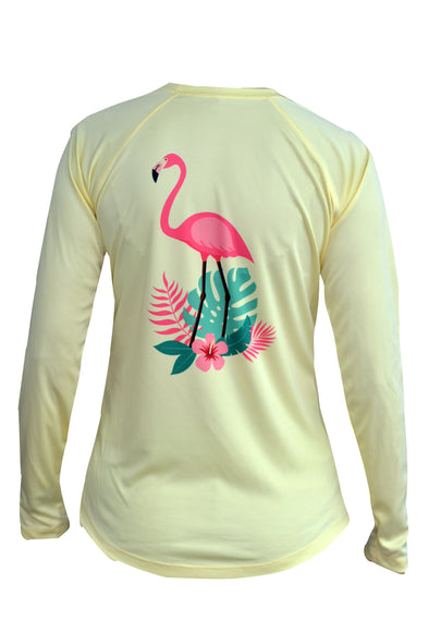 Youth Flamingo Design L/S - Pale Yellow